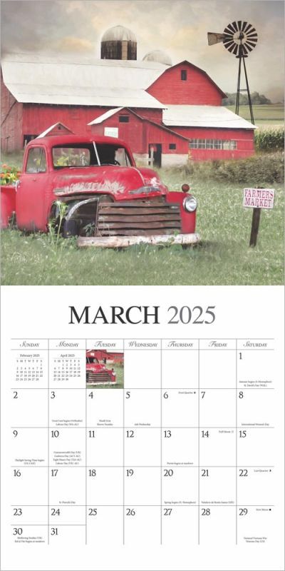 Brown Trout Publisher 2025 Beckoning Barns Monthly Square Wall Calendar, 12-In x 24-In