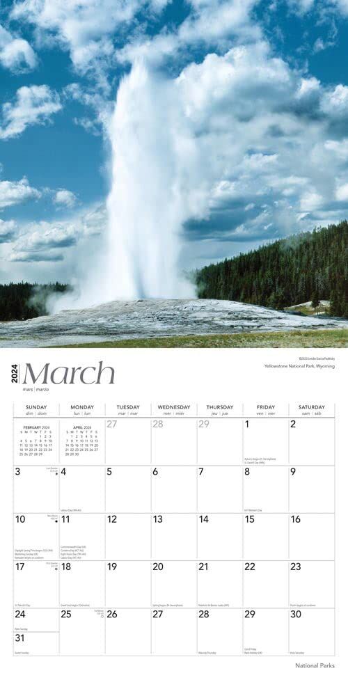 Brown Trout Publisher 2024 National Parks Monthly Square Wall Calendar, 12-In x 24-In
