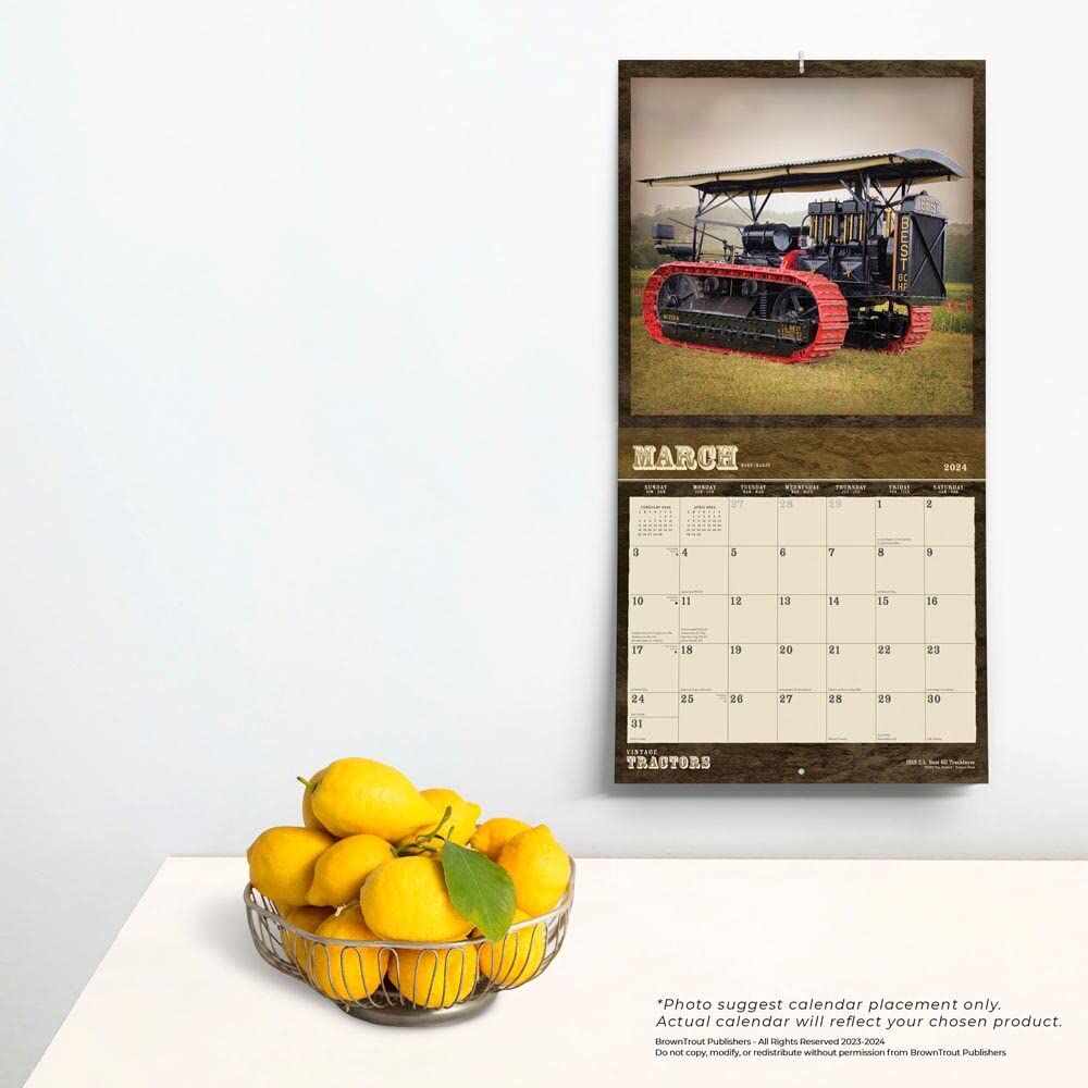 Brown Trout Publisher 2024 Vintage Tractors Monthly Square Wall Calendar
