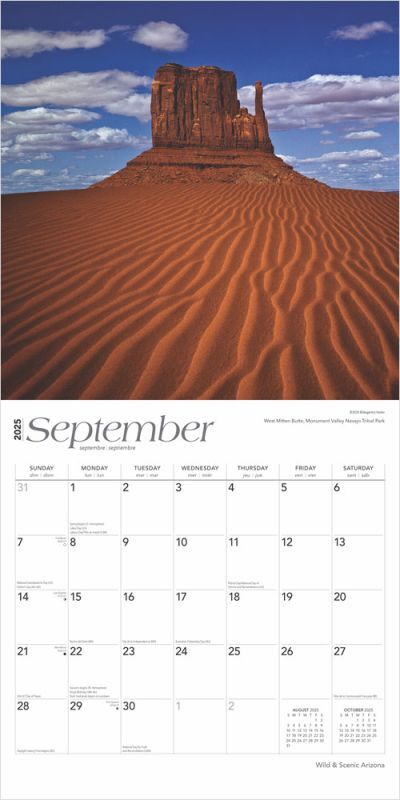 Brown Trout Publisher 2025 Arizona Wild & Scenic Monthly Square Wall Calendar, 12-In x 24-In