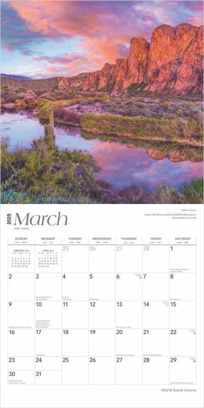 Brown Trout Publisher 2025 Arizona Wild & Scenic Monthly Square Wall Calendar, 12-In x 24-In