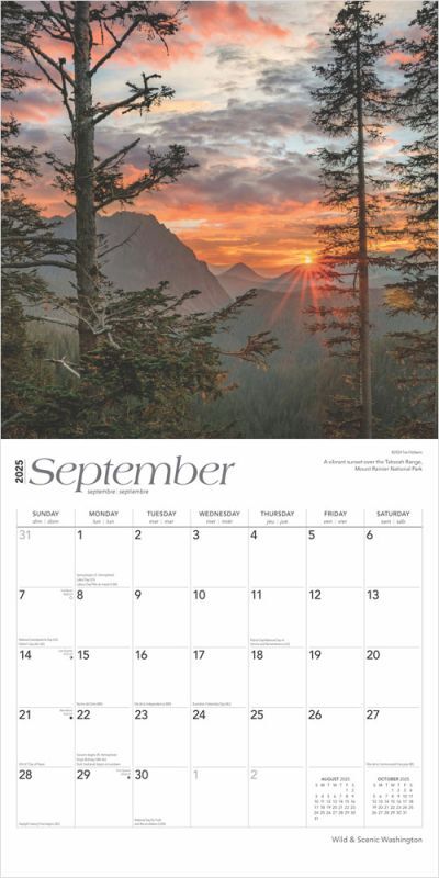 Brown Trout Publisher 2025 Washington Wild & Scenic Square Wall Calendar, 12-In x 24-In