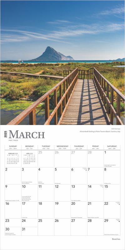 Brown Trout Publisher 2025 Beaches Monthly Square Wall Calendar, 12-In x 24-In
