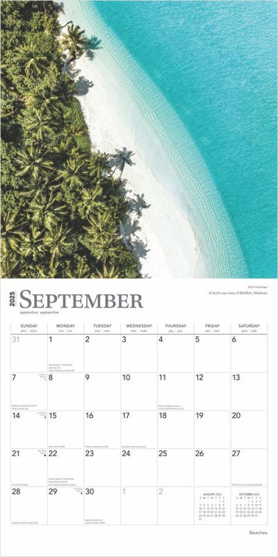 Brown Trout Publisher 2025 Beaches Monthly Square Wall Calendar, 12-In x 24-In