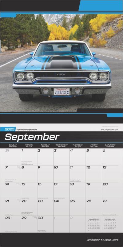 Brown Trout Publisher 2025 American Muscle Cars Official Monthly Square Wall Calendar, 12-In x 24-In