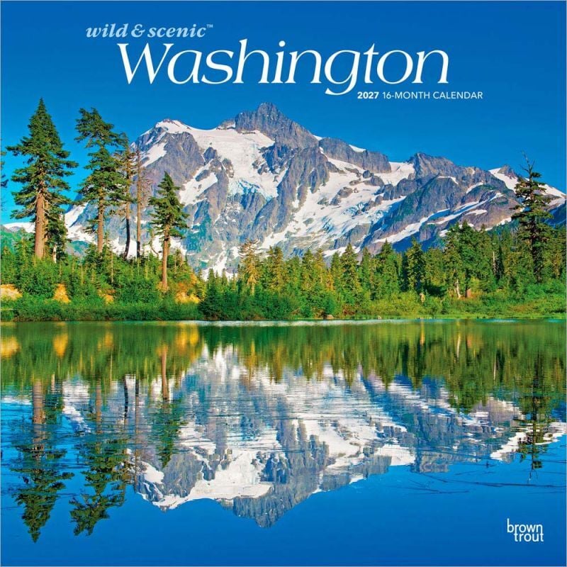 Brown Trout Publishers Washington Wild & Scenic 2027 Monthly Square Wall Calendar, 12 in. x 24 in.