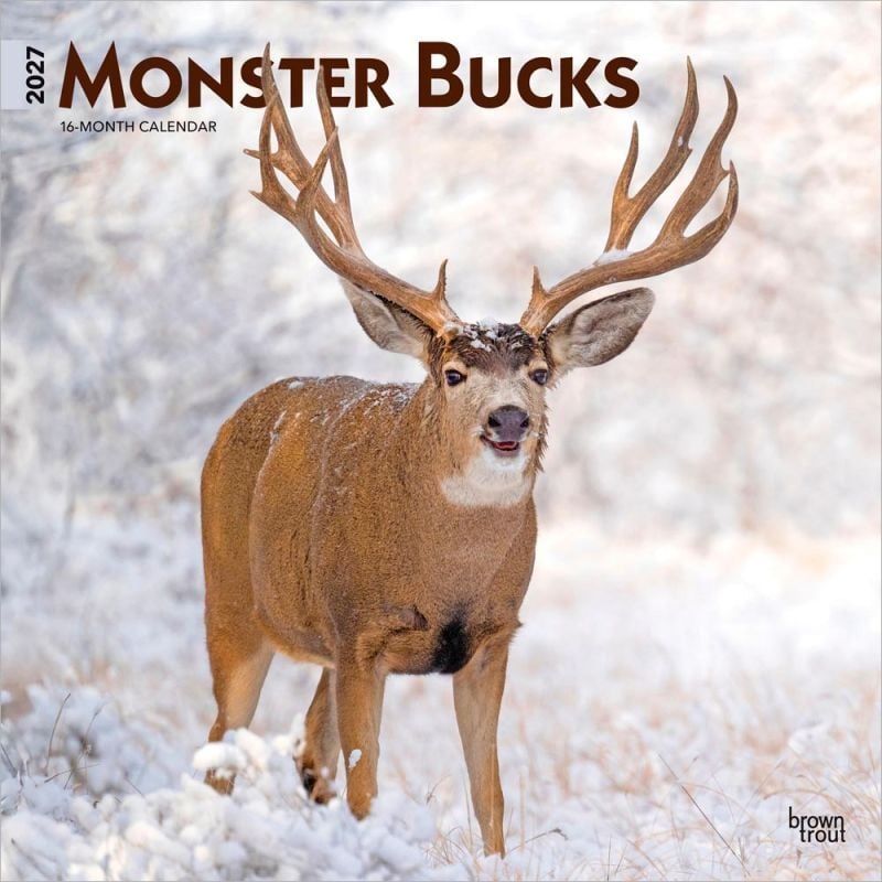 Brown Trout Publishers Monster Bucks 2027 Monthly Square Wall Calendar, 12 in. x 24 in.