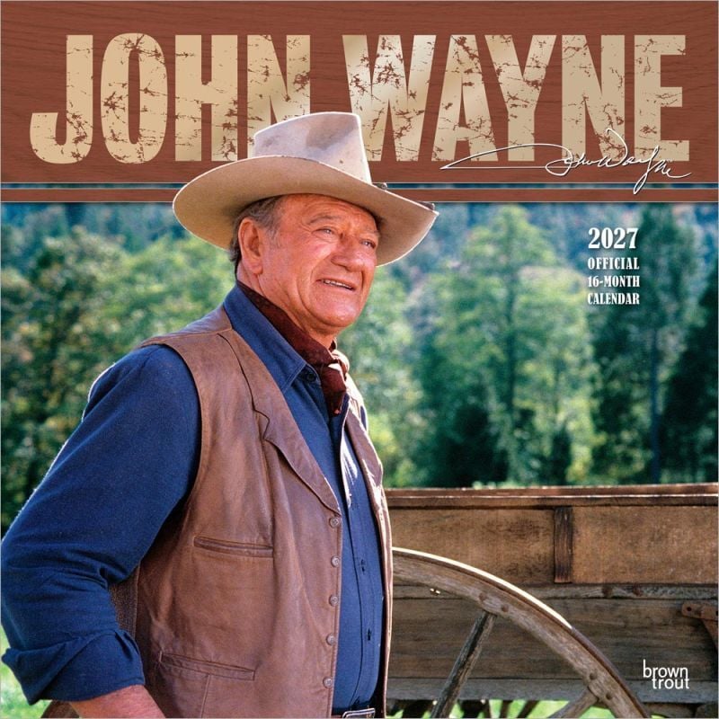 Brown Trout Publishers John Wayne 2027 Monthly Square Wall Calendar, 12 in. x 24 in.