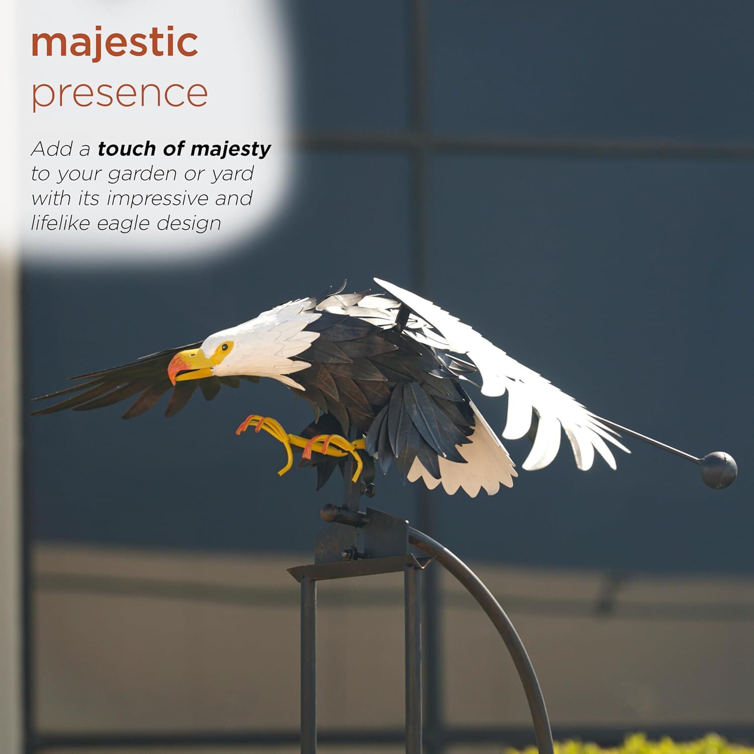 Alpine  Metal Rocking Eagle Patriotic Decor Garden Stake, 56-In