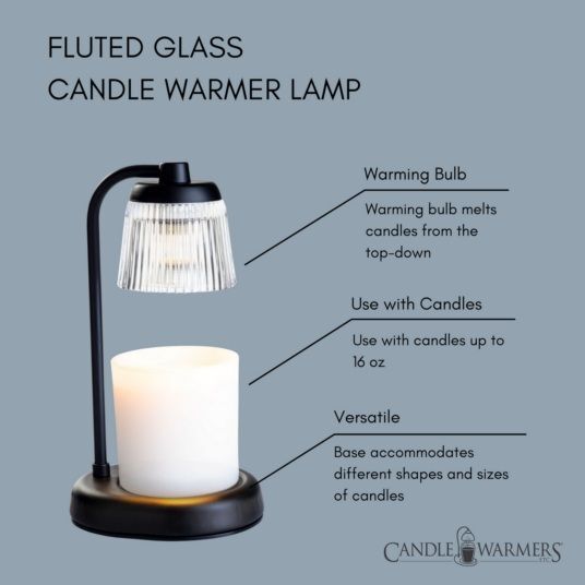 Candle Warmers Fluted Glass Black Candle Warmer Lamp