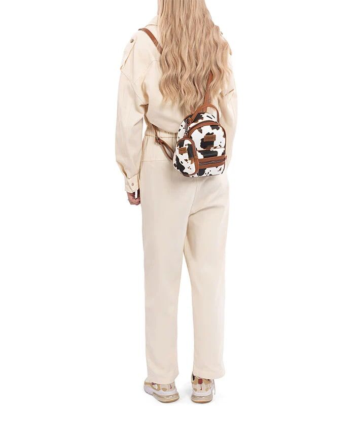 Montana West Wrangler Cow Print Mini Backpack