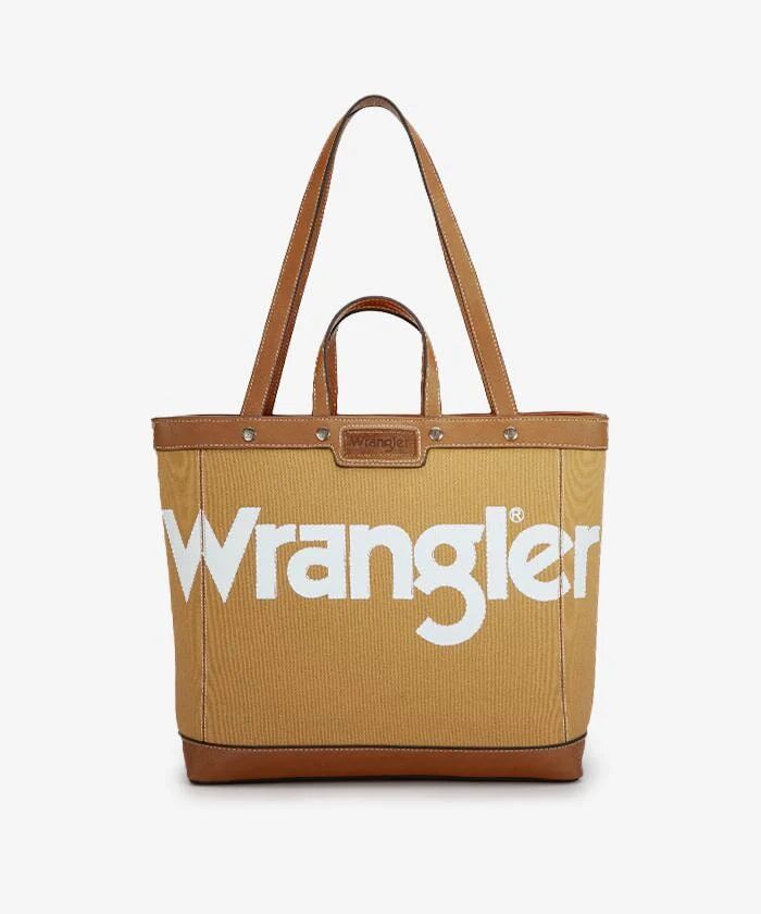 Montana West Wrangler Leather Trim Canvas Tote Bag