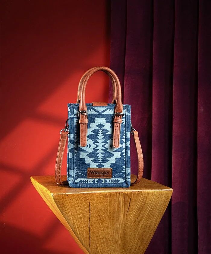 Montana West Wrangler All-Over Aztec Print Canvas Phone Purse