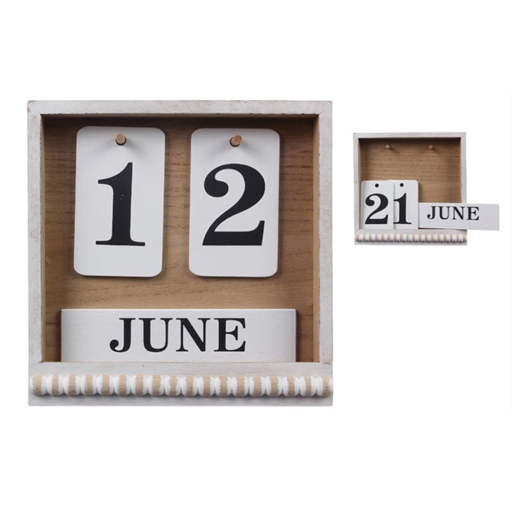 Young's Inc Wood Natural Home Tabletop Calendar