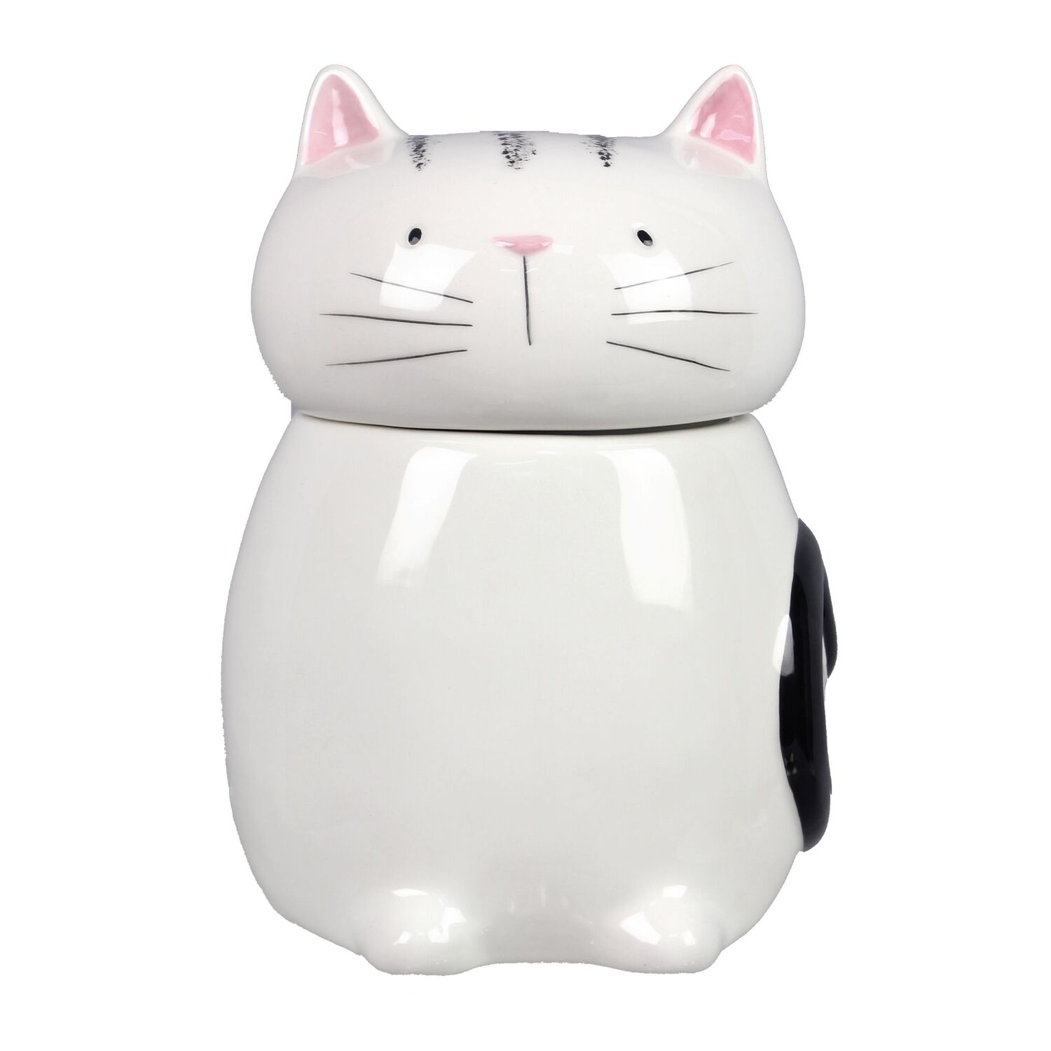 Young's Ceramic Black and White Cat Angel Cookie Jar, 55-Oz