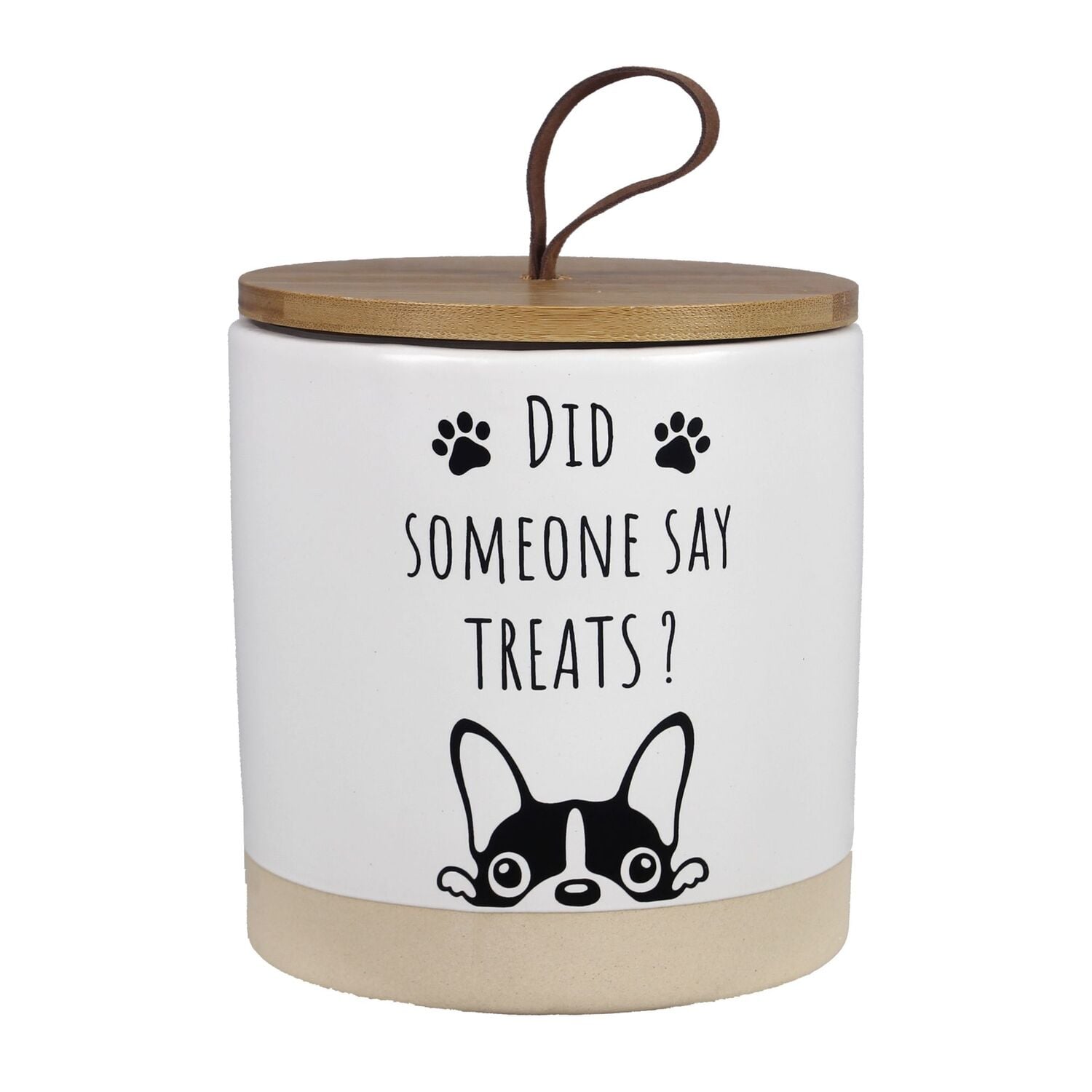 Young's Ceramic Dog Treat Jar with Bamboo Lid, 70-Oz