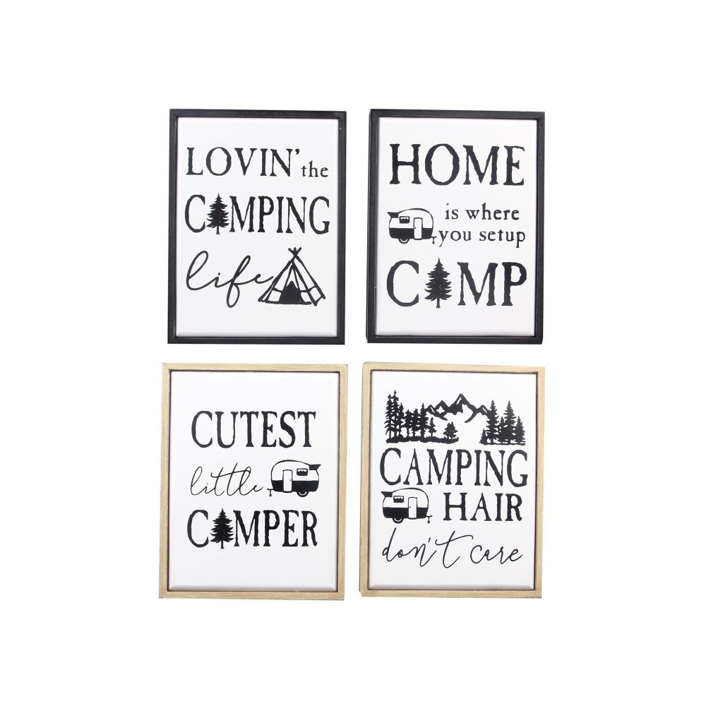 Young's Wood Framed Camping Tabletop/Wall Sign Assortment