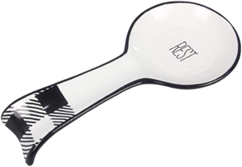 Young's Black Buffalo Plaid Ceramic Spoon Rest