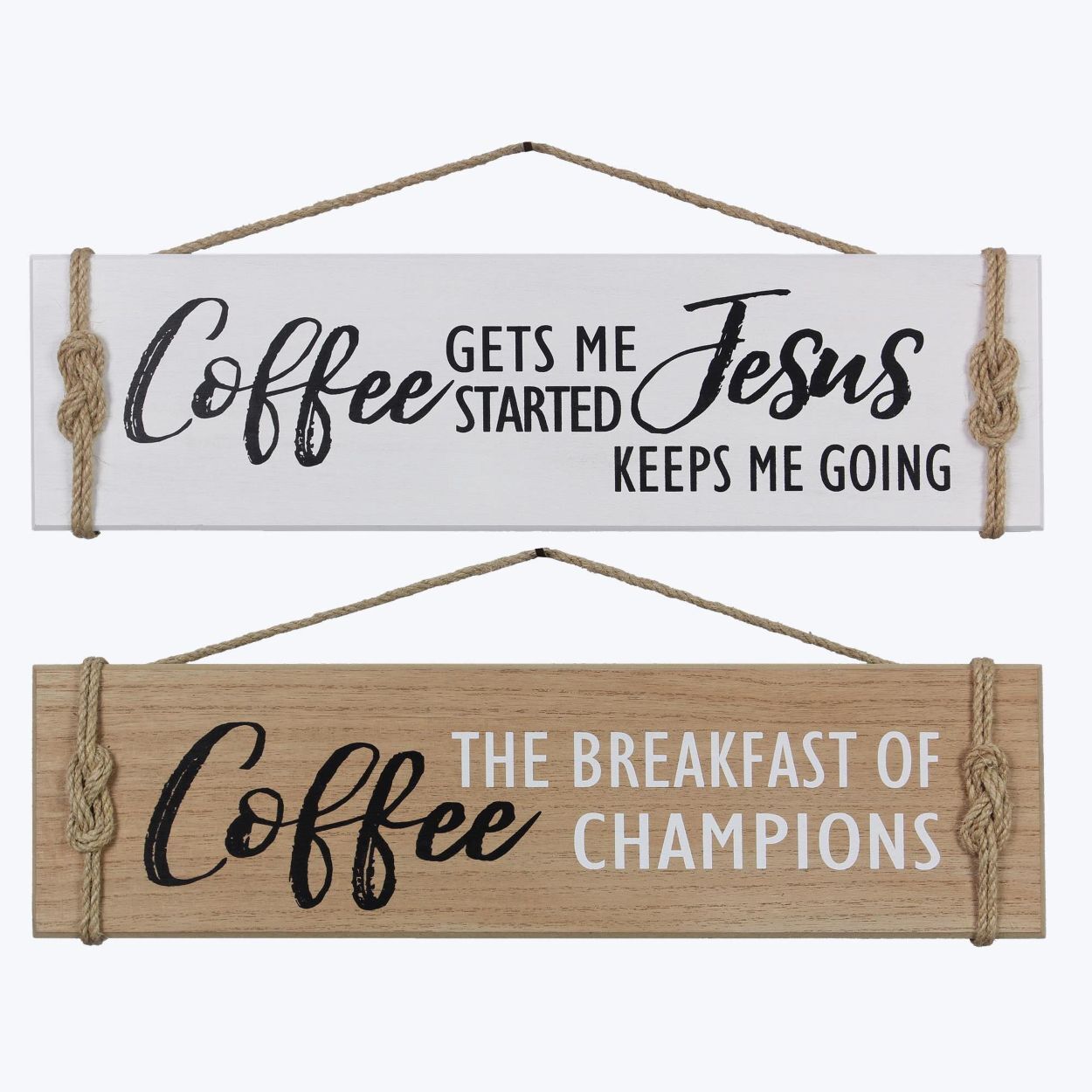 Young's Wood Coffee Wall Sign with Rope Assortment