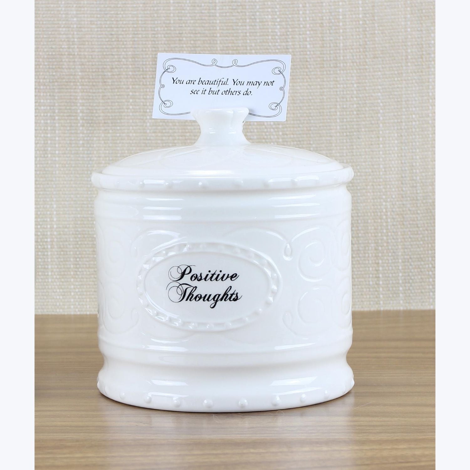 Young's Ceramic Positive Thoughts Jar with 365 Cards