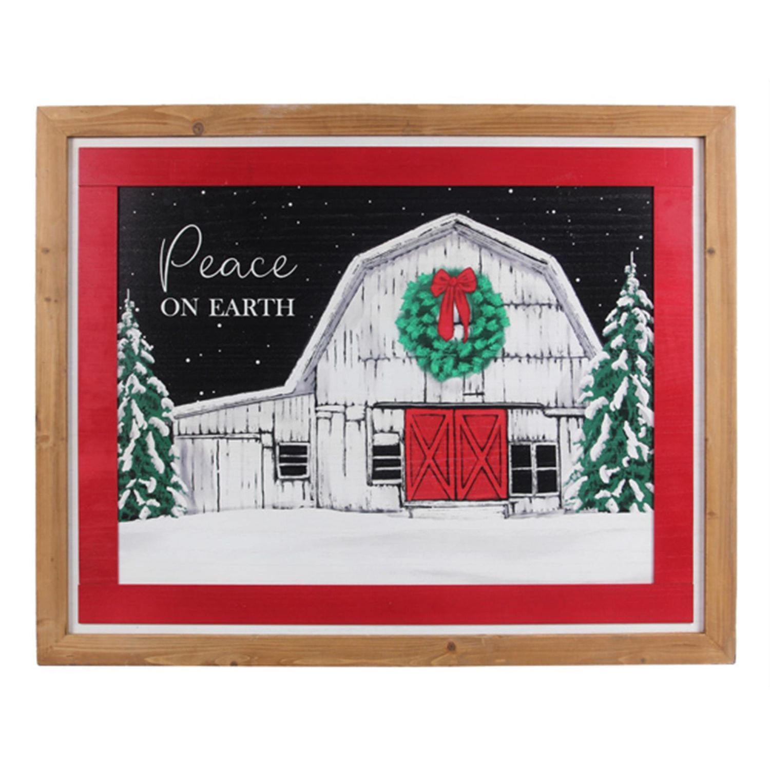 Young's Inc. Wood Country Christmas Barn Wall Sign, 28-In x 25-In