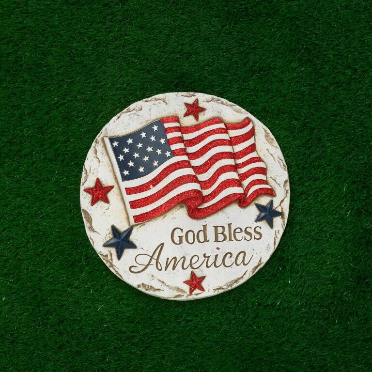 Gerson American "God Bless America" Stepping Stone, 11.6-In