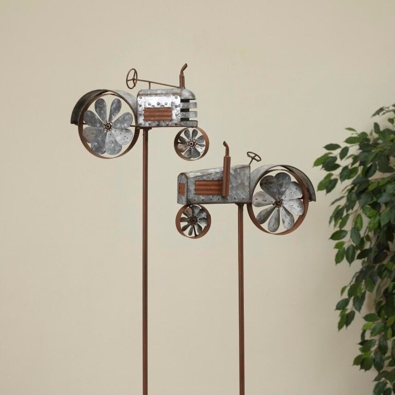 Gerson Metal Antique Tractor Spinner Yard Stake Assortment, 48-In