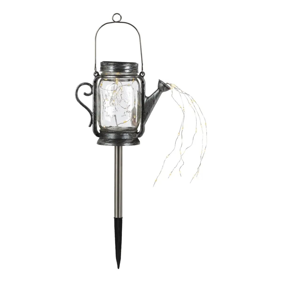 Gerson Solar Powered Glass Outdoor Watering Can Stake Light, 14-In, 2-Pk