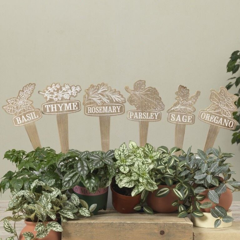 Gerson Wood Laser Cut Herb Stake Assortment, 9.84-In