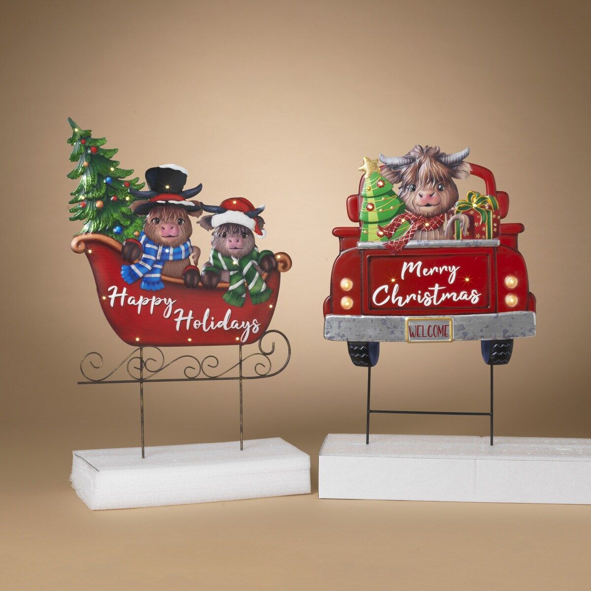 Gerson Lighted Metal Holiday Sleigh & Truck Yard Stake Assorted Styles