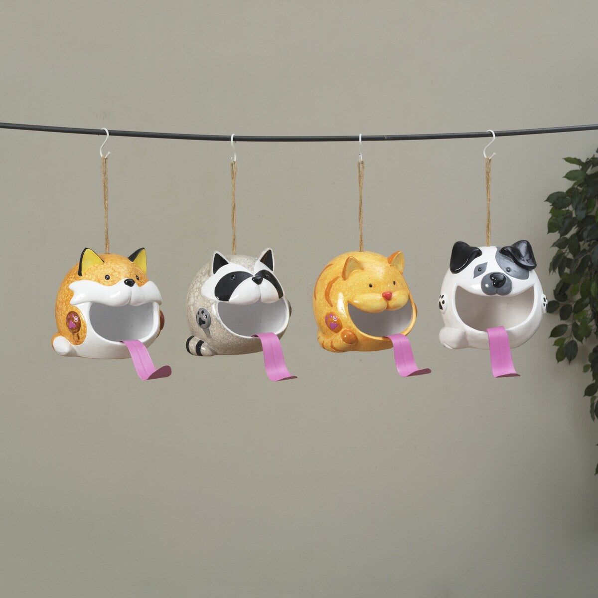 Gerson Terracotta Animal Bird Feeder Assortment, 7.28-In