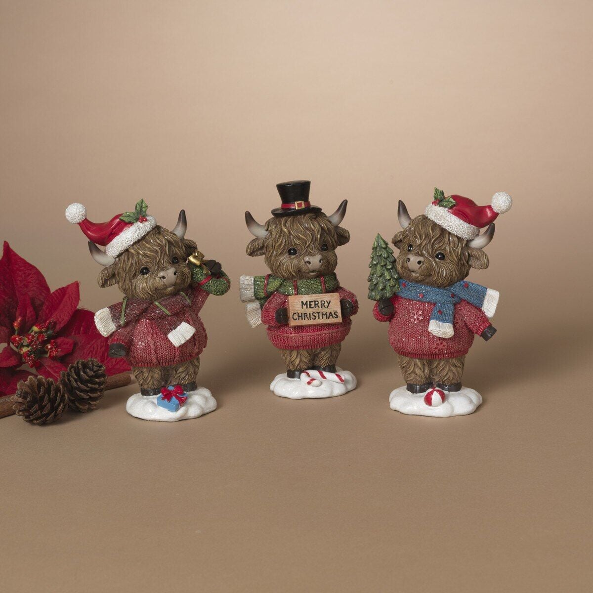 Gerson Resin Holiday Highland Cow, 6.3 in., Single, Assorted