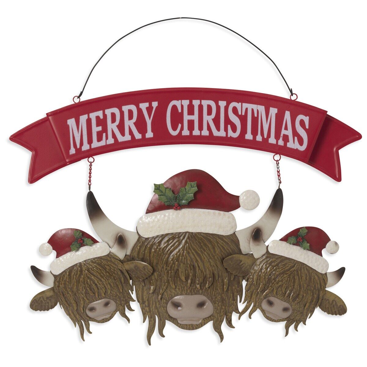 Gerson Metal Holiday Hanging Highland Cows Sign