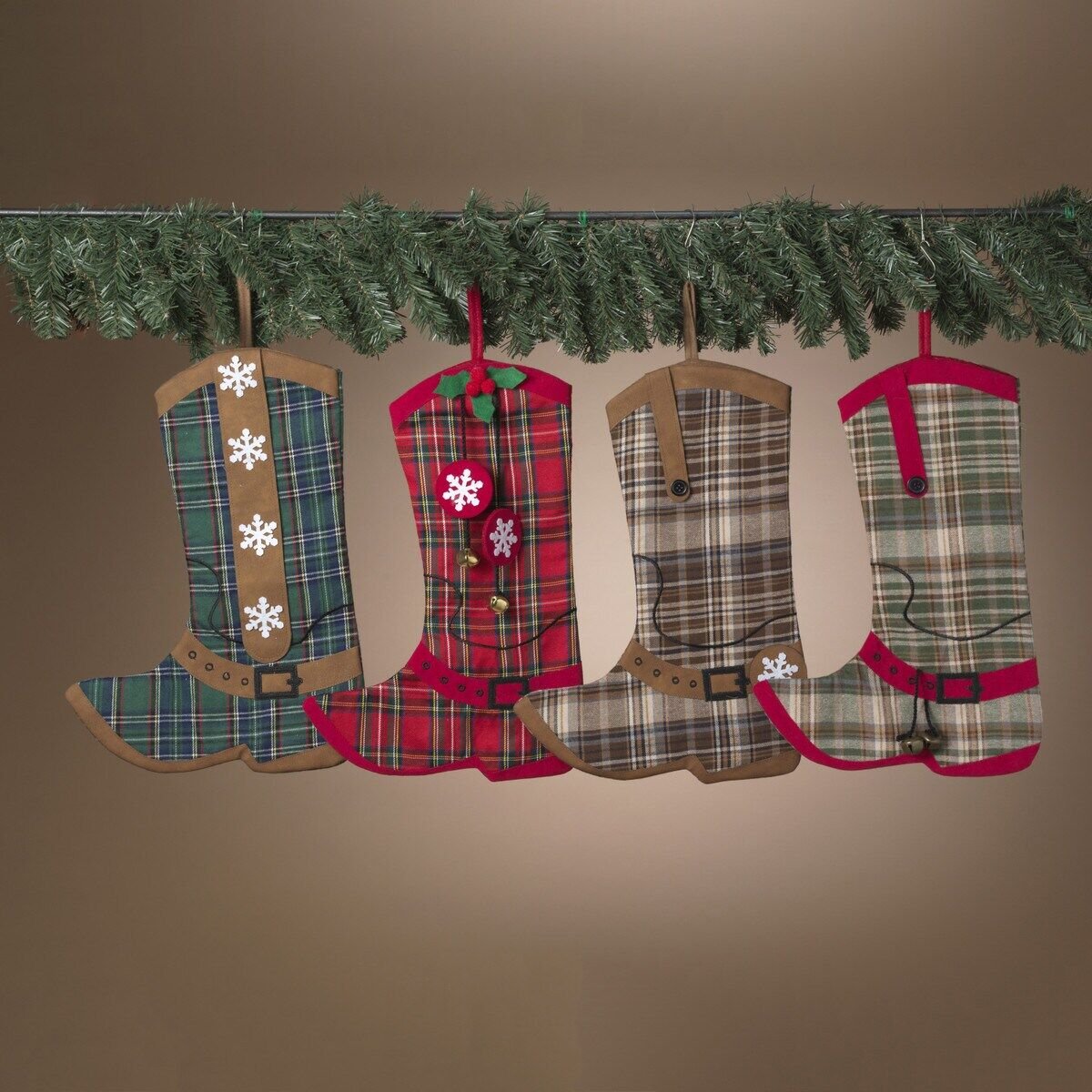 Gerson Fabric Holiday Plaid Stocking Assorted Styles, 18-In