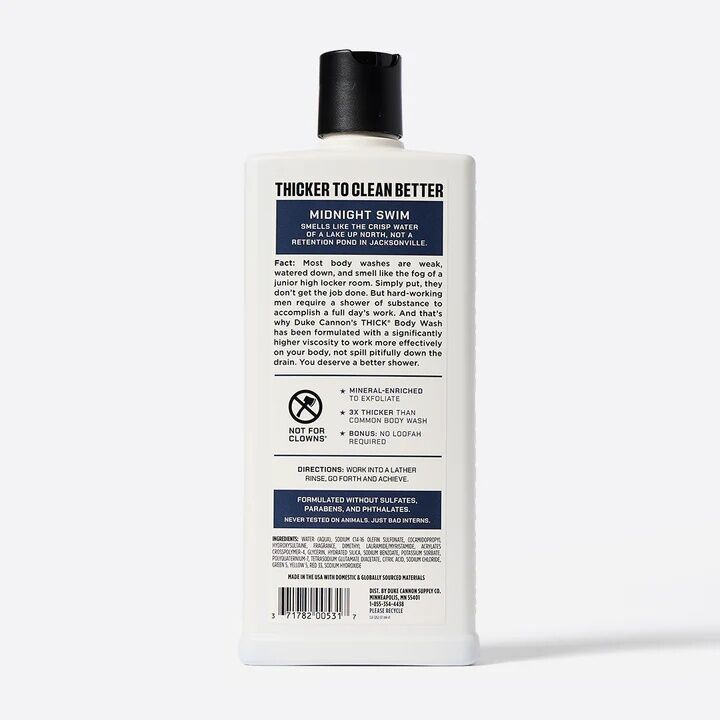 Duke Cannon Midnight Swim Scent Thick Body Wash, 18-Oz