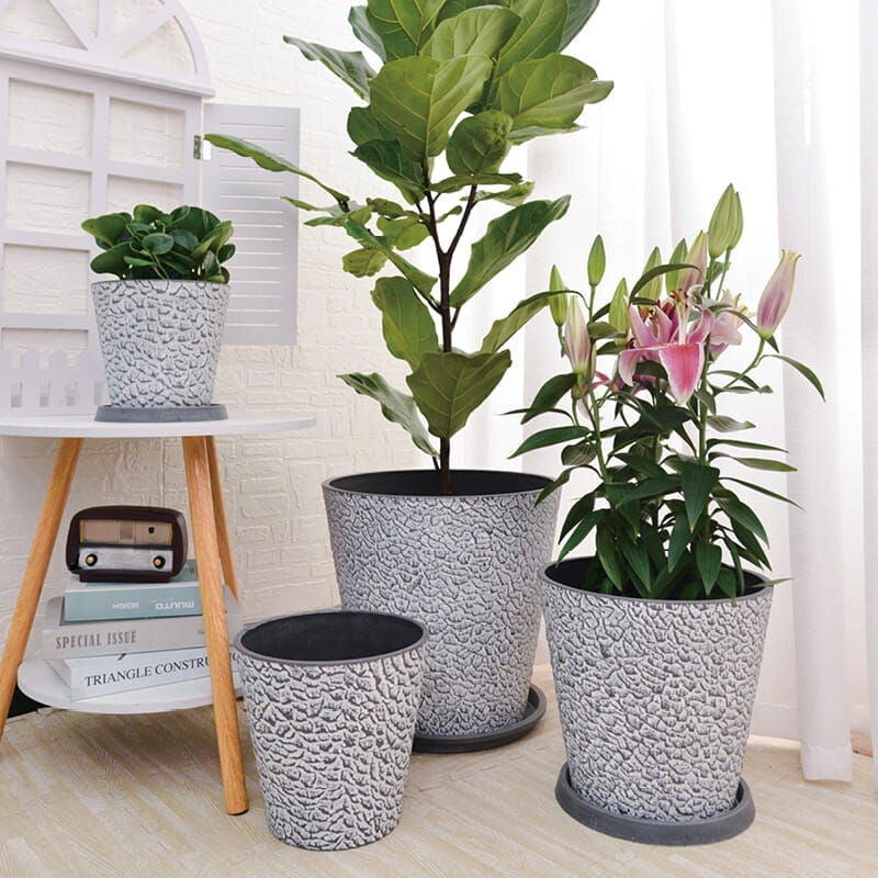 GreenShip Tall Cone Gravel Planter WhiteStone, 16-In