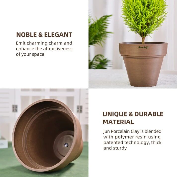Green Ship Chocolate Large Planter With Drainage Hole, 14-In