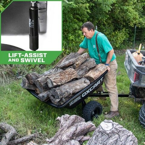 OxCart PRO-Grade Crewman Lift-Assist & Swivel Dump Cart W Run-Flat ATV-Grade MAG Tires, 15-17-Cu Ft