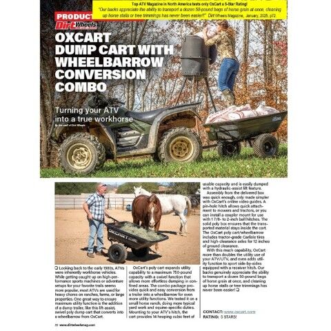 OxCart PRO-Grade Crewman Lift-Assist & Swivel Dump Cart W Run-Flat ATV-Grade MAG Tires, 15-17-Cu Ft