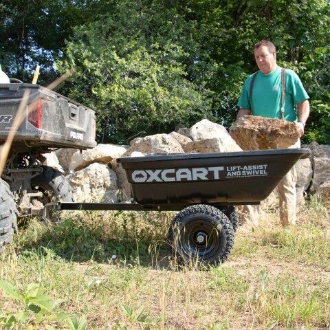 OxCart PRO-Grade Crewman Lift-Assist & Swivel Dump Cart W Run-Flat ATV-Grade MAG Tires, 15-17-Cu Ft