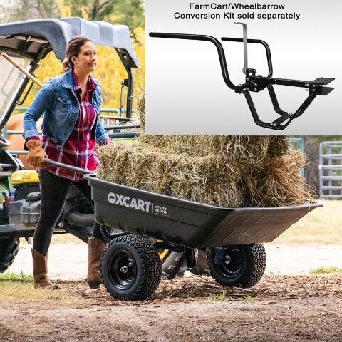 OxCart PRO-Grade Crewman Lift-Assist & Swivel Dump Cart W Run-Flat ATV-Grade MAG Tires, 15-17-Cu Ft