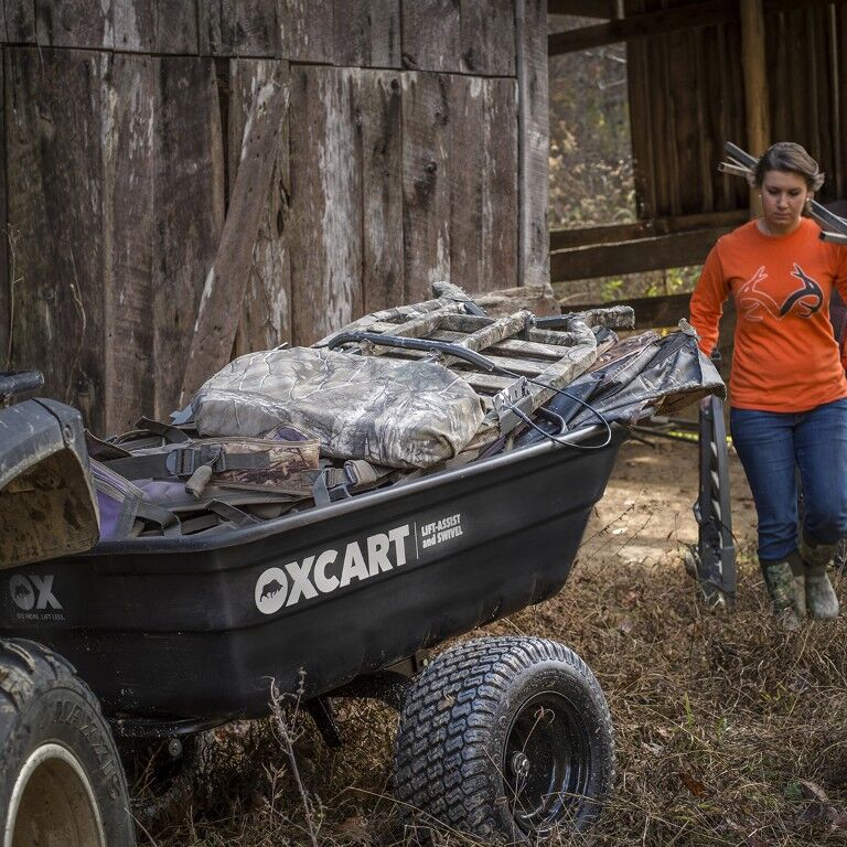 OxCart PRO-Grade Crewman Lift-Assist & Swivel Dump Cart W Run-Flat ATV-Grade MAG Tires, 15-17-Cu Ft