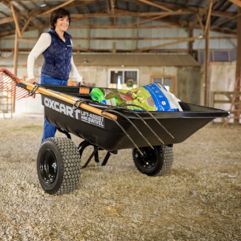 OxCart PRO-Grade Crewman Lift-Assist & Swivel Dump Cart W Run-Flat ATV-Grade MAG Tires, 15-17-Cu Ft
