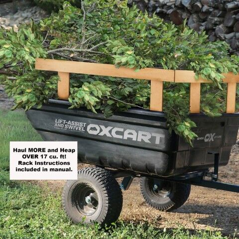 OxCart PRO-Grade Crewman Lift-Assist & Swivel Dump Cart W Run-Flat ATV-Grade MAG Tires, 15-17-Cu Ft