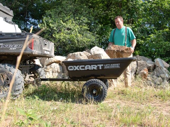 OxCart PRO-Grade Crewman Lift-Assist And Swivel Dump Cart With Run-Flat MAG Tires, 15-17-Cu Ft