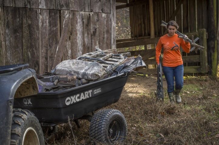 OxCart PRO-Grade Crewman Lift-Assist And Swivel Dump Cart With Run-Flat MAG Tires, 15-17-Cu Ft