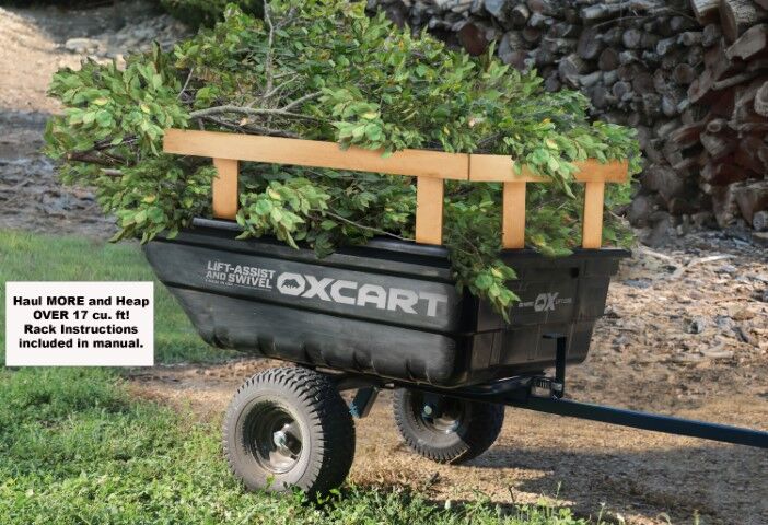 OxCart PRO-Grade Crewman Lift-Assist And Swivel Dump Cart With Run-Flat MAG Tires, 15-17-Cu Ft