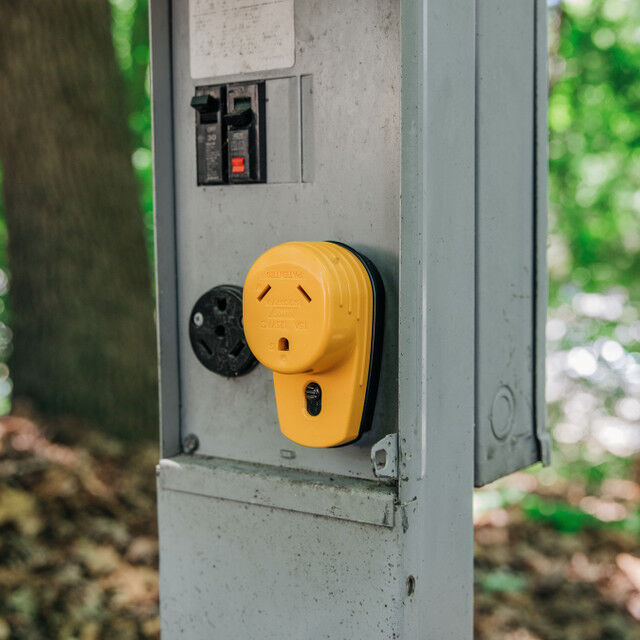 Camco Power Grip Two-Plug 15-A To Single 30-A Adapter