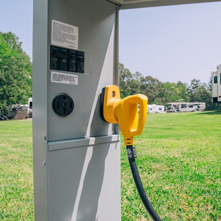 Camco Power Grip Two-Plug 15-A To Single 30-A Adapter