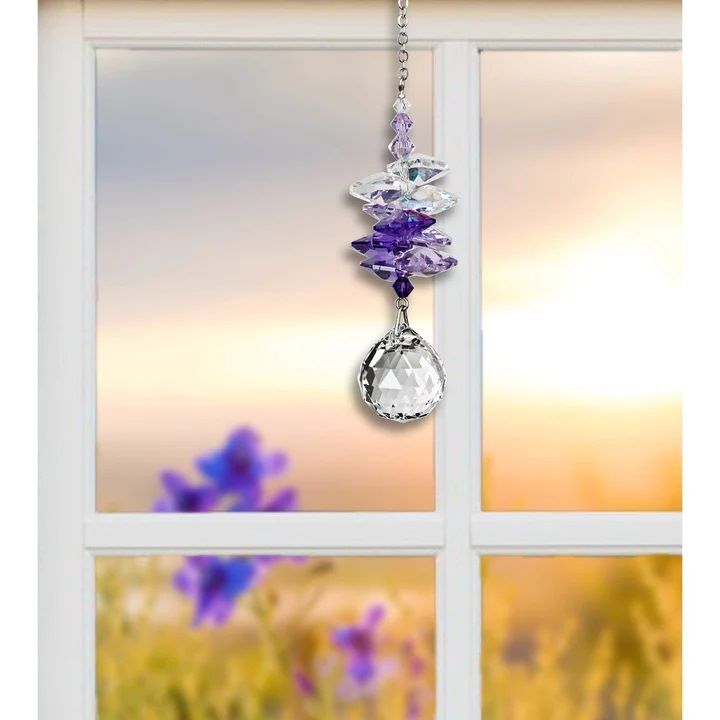 Woodstock Chimes Purple Crystal Sunrise Cascade Suncatcher